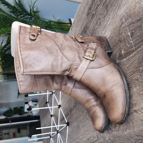 NEW! STEVE MADDEN Engage Leather Moto Booties Weathered Brown Boots - Picture 15 of 15